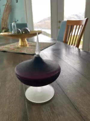 Mid Century Modern  Optic Glass Purple Apothecary Jar W/ Lid • $90