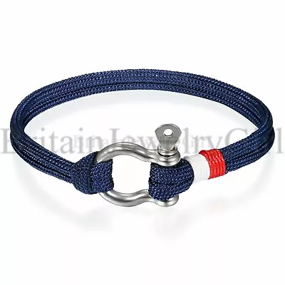 Stainless Steel Screw Anchor Shackles Nautical Sailor Rope Cord Wrap Bracelet • $9.59