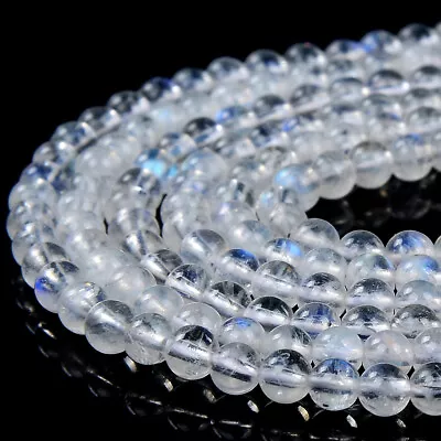 3-4MM Natural Rainbow Moonstone Gemstone Grd AAA Round 15.5 Inch (80017882-P80) • $8.99