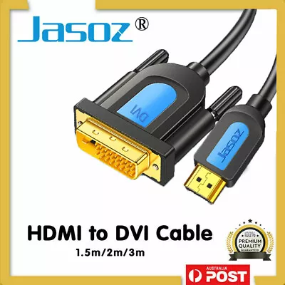 JASOZ HDMI To DVI 24+1 Pin Male Cable LCD Monitor PC Adapter Lead PlasmaTV AU • $8.99