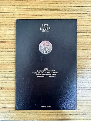 1979 Malta Silver Coin End Of Military Facilities .925 BU Uncirculated Coin Card • $19.50