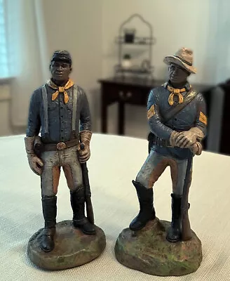 Buffalo Soldier Trooper & Corporal Hand-Painted Sculpture Garman 12  (Set Of 2) • $325