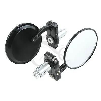 Universal 3  Round 7/8  Handle Bar End Mirrors Fit For Cafe Racer Chopper Bobber • $12.98