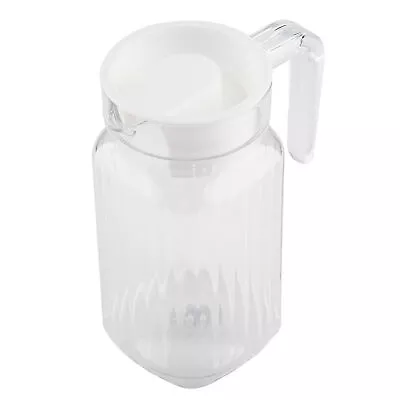Acrylic Transparent Bottle Striped Water Ice Cold Jug With Lid HG • £8.52
