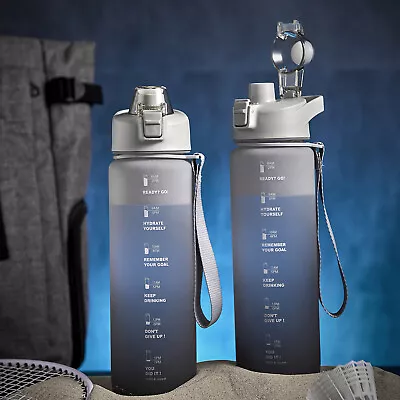 Sports Water Bottle With Motivational Time Marker1.1Litre BPA Free Leak Proof • $19.35