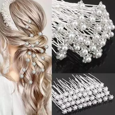 20PCS Pearl Hair Pins Flower Diamante Crystal Clips Prom Wedding Party`~ W2 P3B5 • $17.05