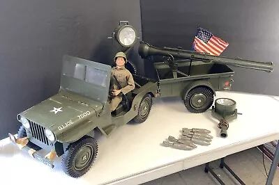 Vintage 60's Hasbro Gi Joe 5 Star Jeep 7000 W/ Trailer Light Canon Figure E7-47 • $275