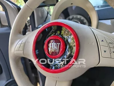 Fiat 500 + Abarth New Gloss Red Steering Wheel Ring Trims Pop Sport Lounge 595 • $76.45