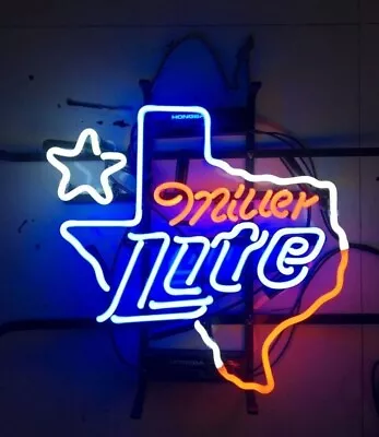 Neon Light Sign Lamp For Miller Lite Beer 20 X16  Texas Lone Star Night Club Bar • $131.98