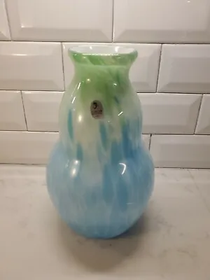 $285.99 • Buy Fenton Art Glass Vase Dave Fetty Caribbean Day 691/750 Blue Green