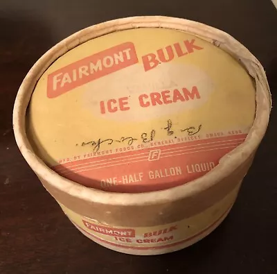 Vintage Fairmont Half Gallon Round Cardboard Ice Cream Container Box Carton • $9.75