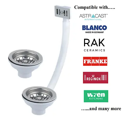 Basket Strainer 90mm Waste For Ceramic Sink Rectangular Overflow RAK Belfast • £19.95