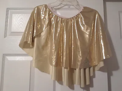 Lt Gold Liquid Lame’ Dance Skirt Mullet Style W/ Side Split Waist Fits 24- 34  • $8