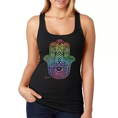 XtraFly Apparel Women's Rainbow Hamsa Evil Eye Hand Khamsa Muslim Jew Racerback • $16.49