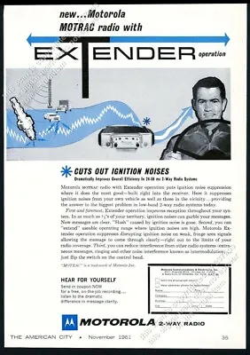 1961 Motorola MOTRAC Radio With Extender Photo Vintage Trade Print Ad • $9.99