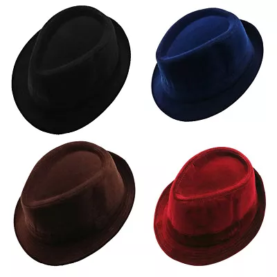 VELVET FEDORA HAT Selections - Stylish Smooth Trilby Panama Hats 4 Men Women All • $12.99