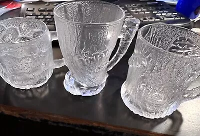 3 Vintage FLINTSTONES 1993 McDONALDS Glass Mugs Treemendous Rocky Road Mammoth • $15.97