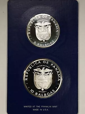 Panama 1979 5 & 10 Balboas Proof Sterling Silver 2-Coin Set KM#40.1a & KM#59 • $150