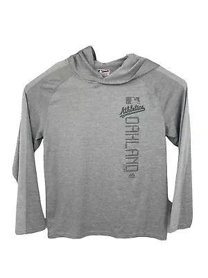 Oakland Athletics Mlb Majestic Long Sleeve Hooded Shirt Mens Medium • $23.97