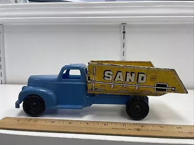 Vintage Marx Co. Hard Blue Plastic & Tin Yellow Graphics Dump Bed Utility Truck • $40.80