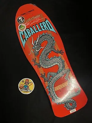RARE SIGNED Steve Caballero Red Silver Dragon Powell Peralta Skateboard Deck • $239.19