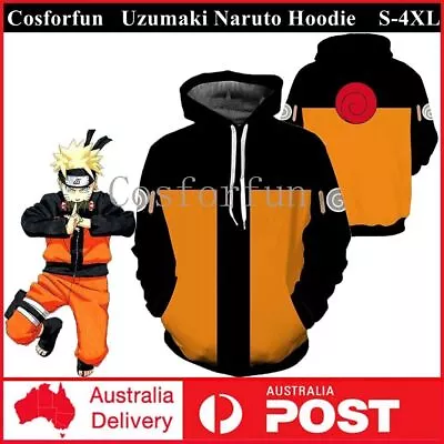 Anime Naruto Uzumaki Cosplay Costume Hoodie Hooded Sweatshirt Jacket Sweatshirts • $28.49