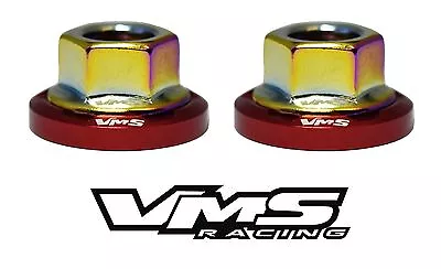 4 Vms Racing Strut Tower Dress Up Red Washers & Neochrome Nuts For Mitsubishi • $29.95