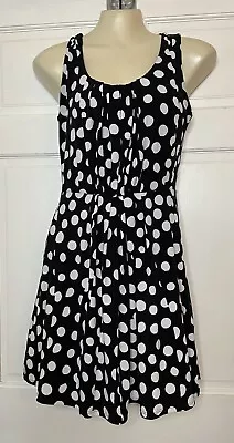 White House Black Market Womens Black White Polka Dot Fit & Flare Dress Size 4 • $19