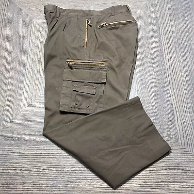 ORVIS Cargo Pants Zippered Pocket Mens Leather Trim 34x28 READ • $19.73