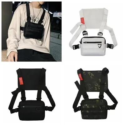 Hip Hop Harness Chest Waist Pack Phone Sport Bag Tactical Men Chest Rig Vest Bag • £10.39