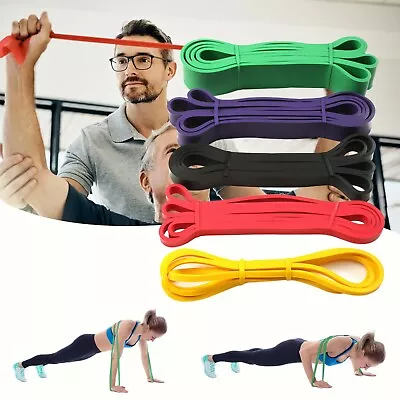 $30.99 • Buy Set Of 5 Heavy Duty Resistance Yoga Bands Loop Exercise Fitness Workout Band Gym