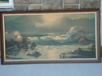 Large Framed Vintage Seascape By Artist Clair Weidenaar  (1914 - 1985) Excellent • $99