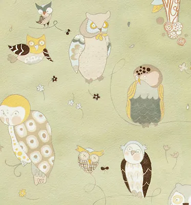 Spotted Owl On Dusty Sage Green By The Yard X 43 In Cotton Alexander Henry  • $12.99