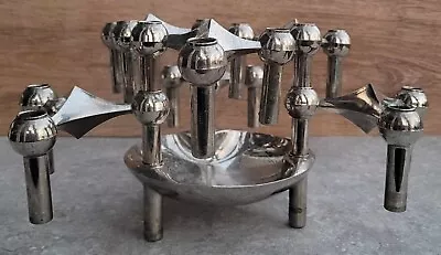 Mid Century Atomic Modern Fritz Nagel Chrome Candle Holder RARE Pillar 7 Piece • $324.95