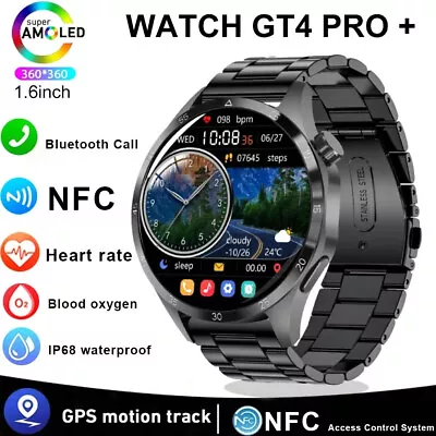 GT4 PRO+ Waterproof Smart Watch NFC GPS Tracker Bluetooth Call Men Sport Watches • £16.99