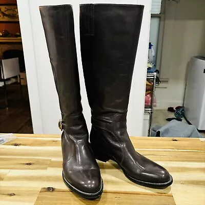 Via Spiga Riding Boots Brown Leather Calf Knee High Vero Cuoio Made In Italy • $49.95