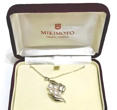 MIKIMOTO Necklace Akoya Pearl Silver 925 W/ Box Japan Baby Pearls Pendant • $189