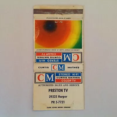 Vtg Matchbook Cover Curtis Mathes Stereo Hi-Fi Color Television Preston TV SCS • $10.99