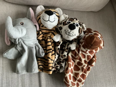 £6.99 • Buy A Collection Of Glove Puppets. Elephant, Giraffe, Tiger And Leopard. In VGC
