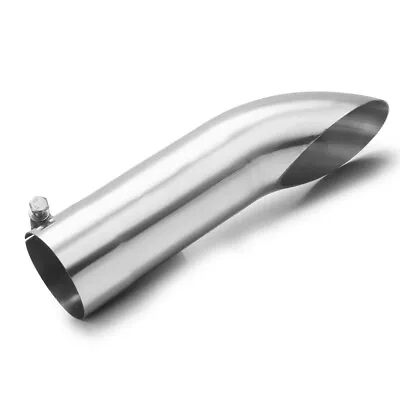 Exhaust Tip 3  Inlet 3  Outlet 12  Long Stainless Steel Turn Down Black Tailpipe • $35