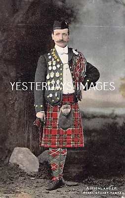A Highlander Royal Stuart Tartan Fashion Kilt Sporran Postcard (8) C1908 • £21.50