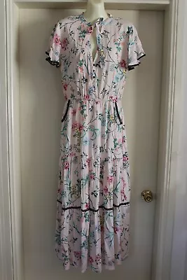 NWOT SZ-L Women's Jaase  Short Sleeve Floral HIPPY BOHO FESTIVAL  Maxi Dress • $24.99