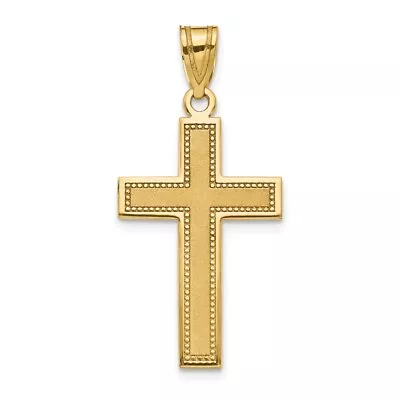 14K Yellow Gold Large Satin Cross Pendant For Womens Mens 1.22g • $188