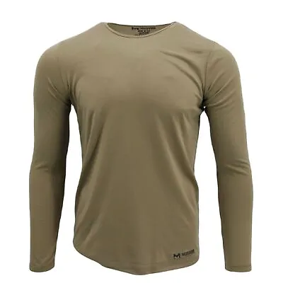 Men's Polyester Thermal Top Base Layer Moisture Wicking Made In USA Tan 499 • $18.99