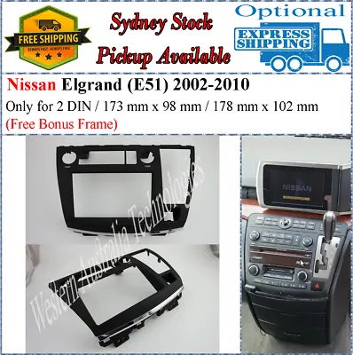 Fascia Facia Fits Nissan Elgrand (E51) 2004-2007 Double Two 2 DIN Dash Kit* • $150