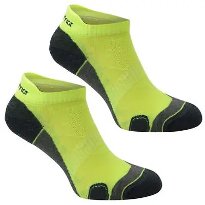 Mens Karrimor 2 Pack Running Padded Training Ankle Socks Fluo Yellow 7-11 • £10.99