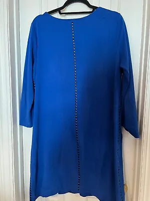 Women's Joan Vass Royal Blue Size 3 (Large) Dress - Pre-Owned 100% Cotton • $9.22