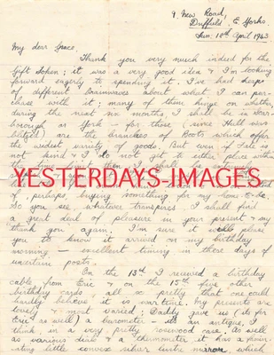 £5.50 • Buy Handwritten Letter April 1943 Regarding Gift Token Received Social History