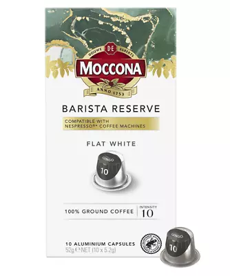 Moccona Flat White Barista Reserve Capsules 100 Pack - Intensity 10 • $60.48