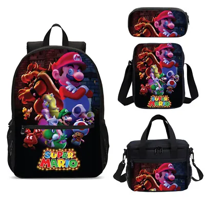 Super Mario Bros Bowser Kids Large School Backpack Cooler Lunch Bag Pen Case Lot • $12.99